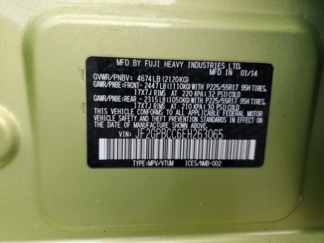 JF2GPBCC6EH263065 - 2014 SUBARU XV CROSSTR 2.0I HYBRID GREEN photo 13