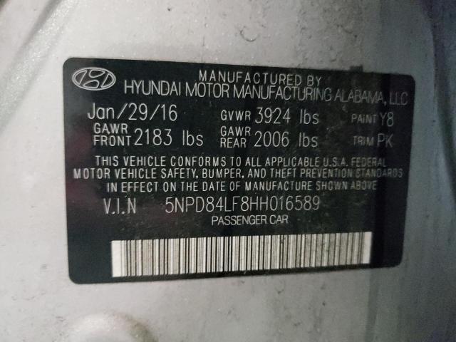 5NPD84LF8HH016589 - 2017 HYUNDAI ELANTRA SE SILVER photo 12