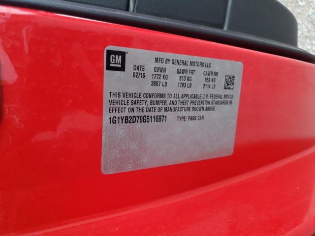 1G1YB2D70G5116871 - 2016 CHEVROLET CORVETTE STINGRAY 1LT RED photo 12