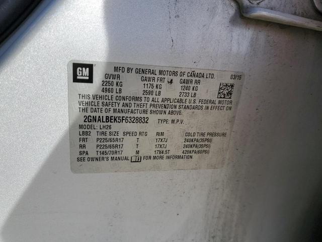 2GNALBEK5F6328832 - 2015 CHEVROLET EQUINOX LT SILVER photo 13