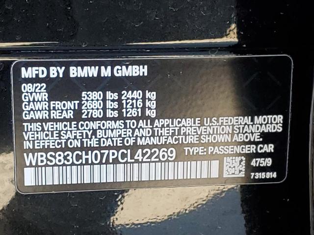 WBS83CH07PCL42269 - 2023 BMW M5 BLACK photo 12