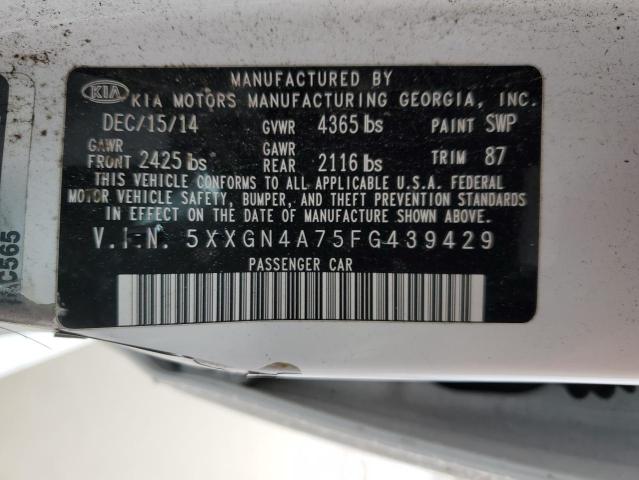 5XXGN4A75FG439429 - 2015 KIA OPTIMA EX WHITE photo 12