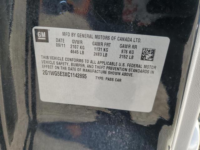 2G1WG5E3XC1142895 - 2012 CHEVROLET IMPALA LT BLACK photo 12