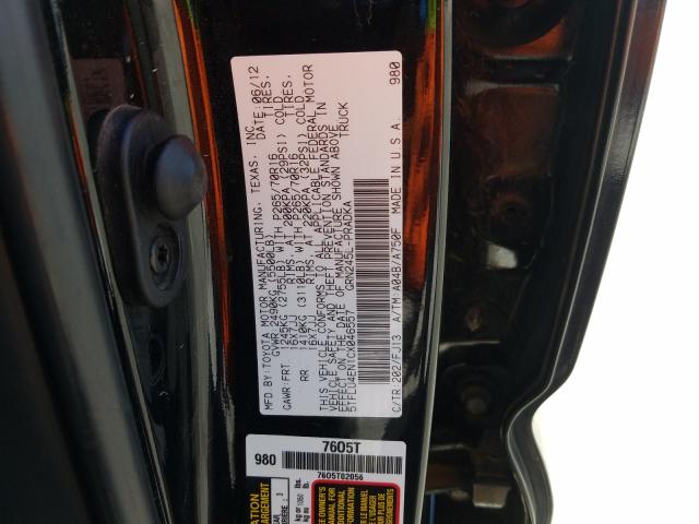 5TFLU4EN1CX046557 - 2012 TOYOTA TACOMA DOUBLE CAB  照片 10