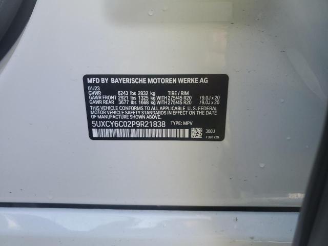5UXCY6C02P9R21838 - 2023 BMW X6 XDRIVE40I WHITE photo 12