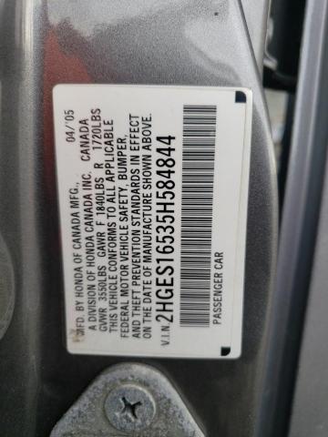 2HGES16535H584844 - 2005 HONDA CIVIC LX GRAY photo 12