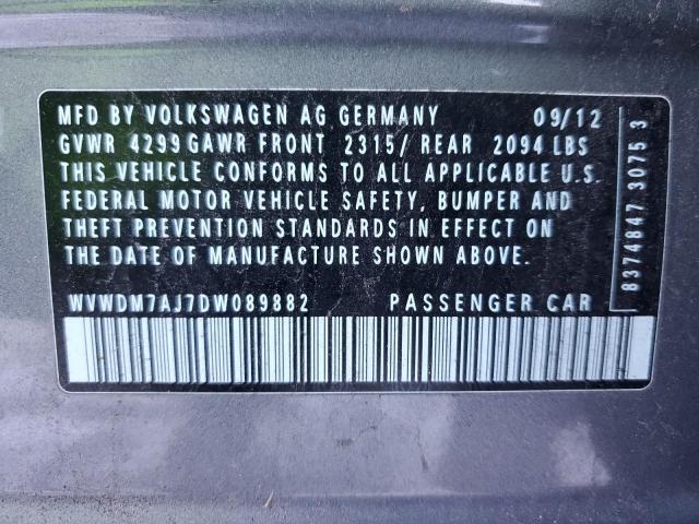 WVWDM7AJ7DW089882 - 2013 VOLKSWAGEN GOLF GRAY photo 12