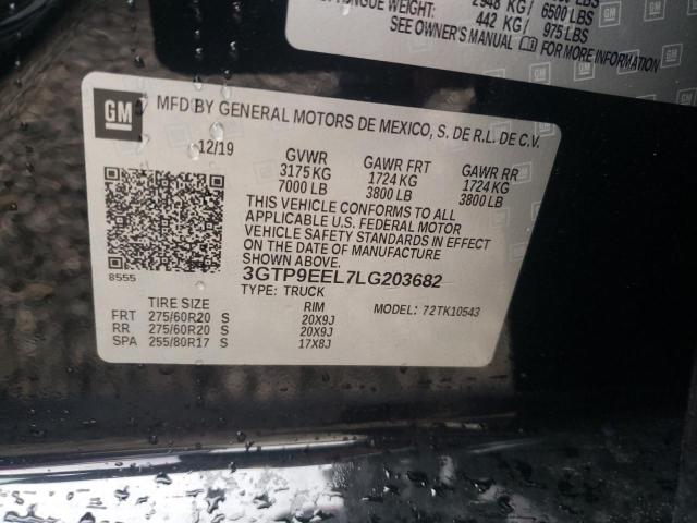 3GTP9EEL7LG203682 - 2020 GMC SIERRA K1500 AT4 BLACK photo 12