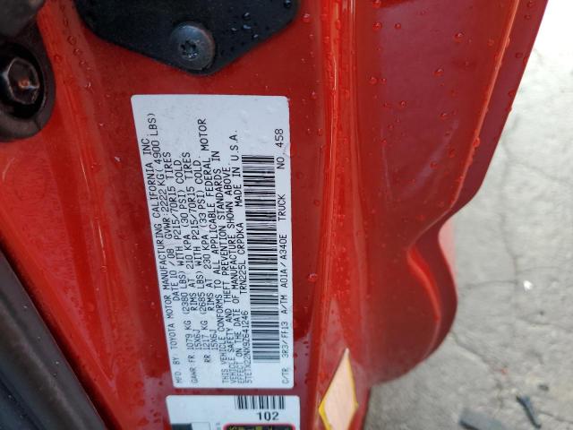 5TETX22NX9Z641246 - 2009 TOYOTA TACOMA ACCESS CAB წითელი ფოტო 12