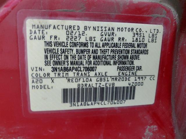 3N1AB6AP4CL706007 - 2012 NISSAN SENTRA 2.0 RED photo 12