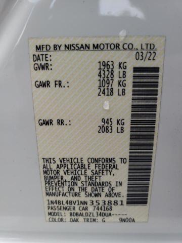 1N4BL4BV1NN353881 - 2022 NISSAN ALTIMA S WHITE photo 13