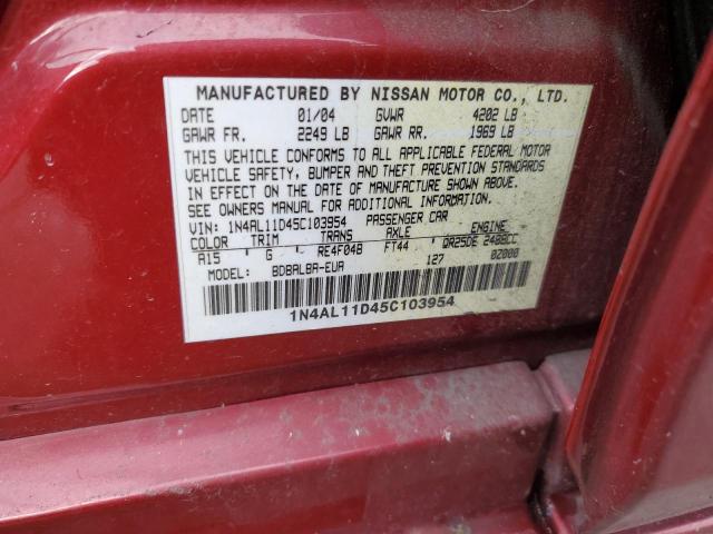 1N4AL11D45C103954 - 2005 NISSAN ALTIMA S MAROON photo 13