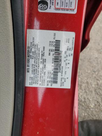 3FAHP08Z28R187552 - 2008 FORD FUSION SEL RED photo 12