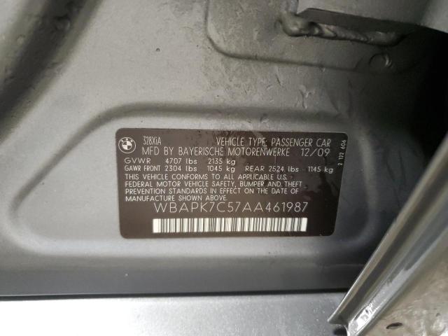 WBAPK7C57AA461987 - 2010 BMW 328 XI GRAY photo 12