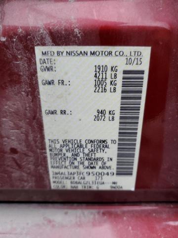 1N4AL3AP3FC950049 - 2015 NISSAN ALTIMA 2.5 RED photo 12