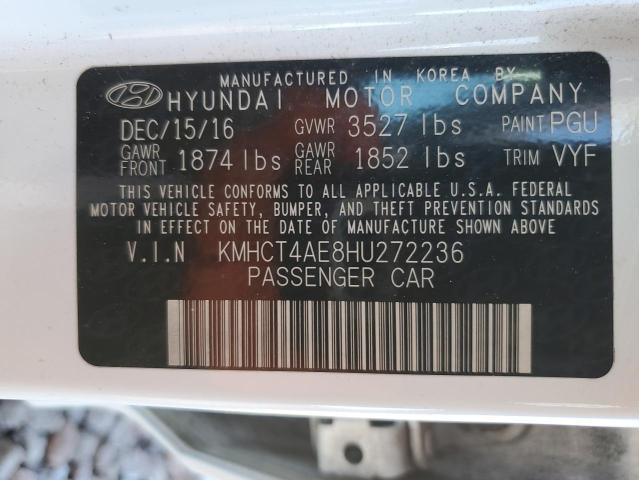 KMHCT4AE8HU272236 - 2017 HYUNDAI ACCENT SE WHITE photo 12