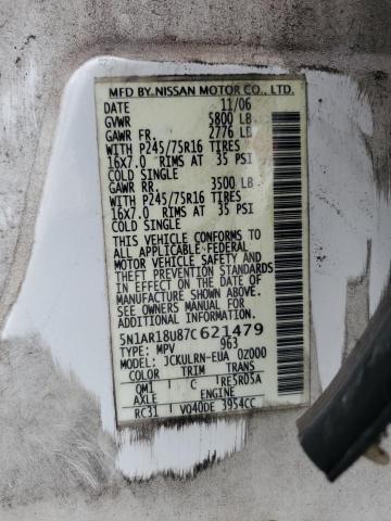 5N1AR18U87C621479 - 2007 NISSAN PATHFINDER LE WHITE photo 13