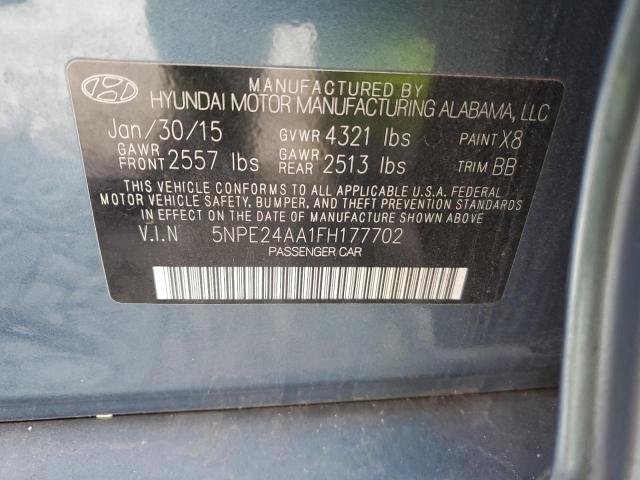 5NPE24AA1FH177702 - 2015 HYUNDAI SONATA ECO BLUE photo 12