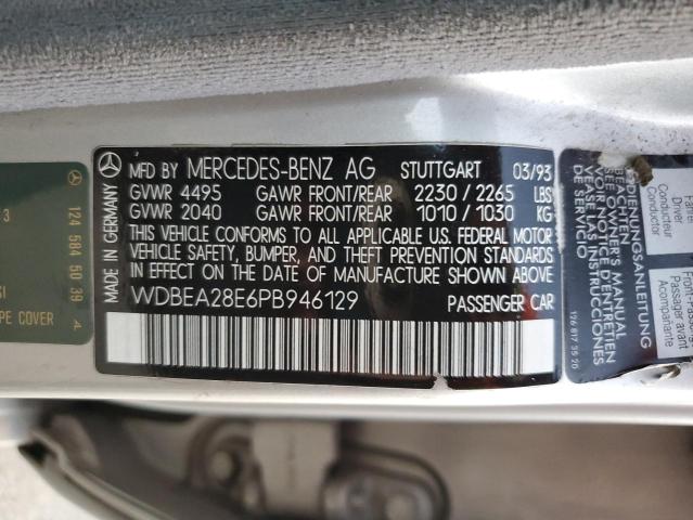 WDBEA28E6PB946129 - 1993 MERCEDES-BENZ 300 E 2.8 SILVER photo 12