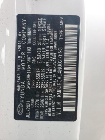 KM8JFCA14NU027693 - 2022 HYUNDAI TUCSON SEL CONVENIENCE WHITE photo 13