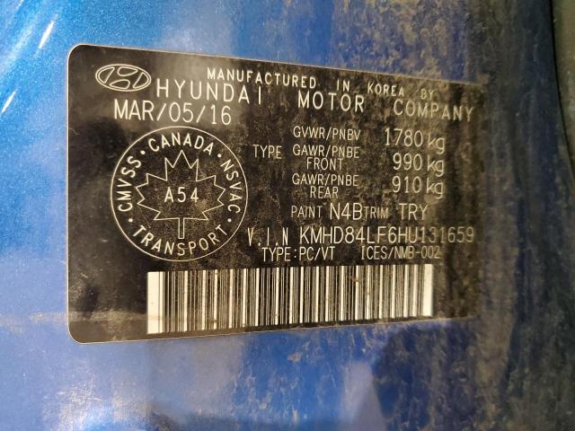 KMHD84LF6HU131659 - 2017 HYUNDAI ELANTRA SE BLUE photo 13