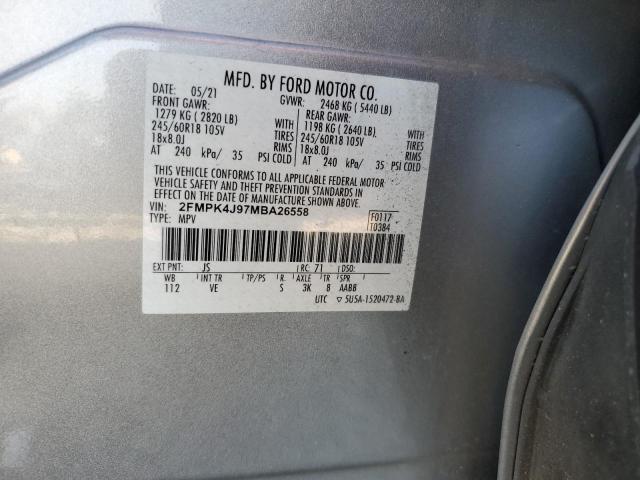 2FMPK4J97MBA26558 - 2021 FORD EDGE SEL SILVER photo 13