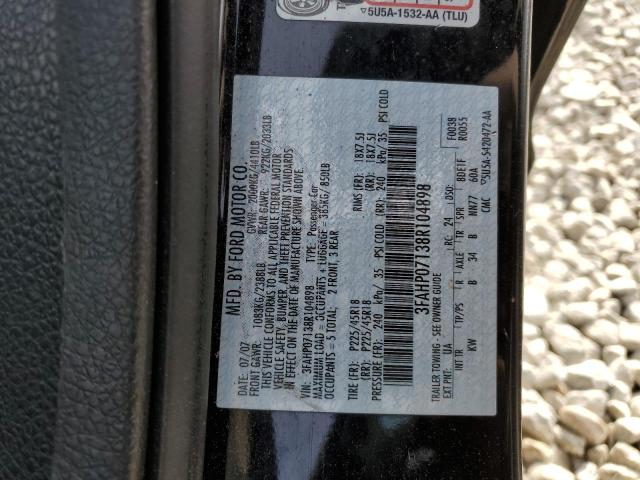 3FAHP07138R104898 - 2008 FORD FUSION SE BLACK photo 12