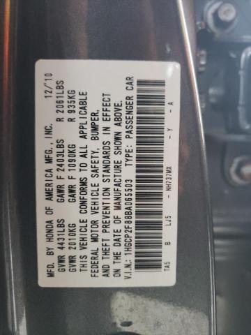 1HGCP2F88BA065503 - 2011 HONDA ACCORD EXL GRAY photo 12