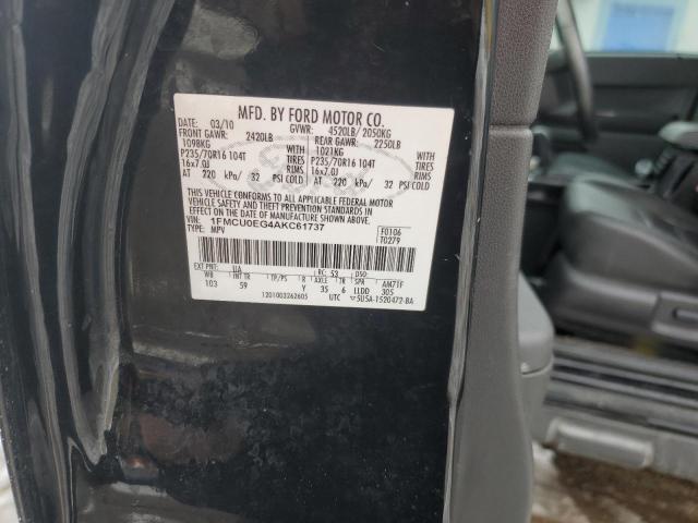 1FMCU0EG4AKC61737 - 2010 FORD ESCAPE LIMITED BLACK photo 12