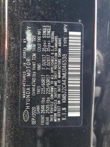 KM8J2CA43MU346538 - 2021 HYUNDAI TUCSON SE BLACK photo 13