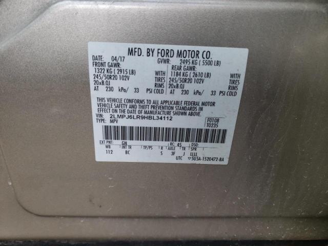 2LMPJ6LR9HBL34112 - 2017 LINCOLN MKX RESERVE بيج صورة 13