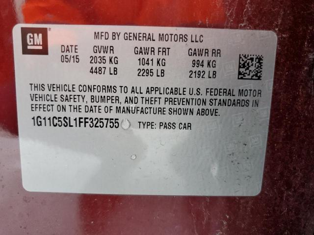 1G11C5SL1FF325755 - 2015 CHEVROLET MALIBU 1LT BURGUNDY photo 12