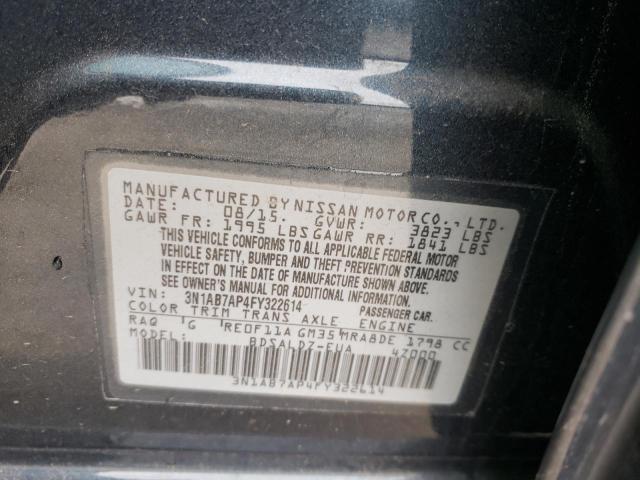 3N1AB7AP4FY322614 - 2015 NISSAN SENTRA S BLACK photo 12