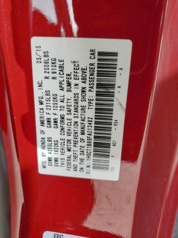 1HGCT1B89FA013492 - 2015 HONDA ACCORD EXL RED photo 12