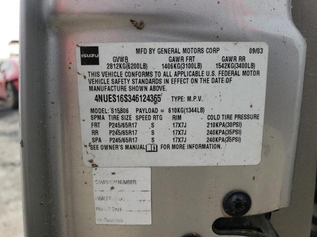 4NUES16S346124365 - 2004 ISUZU ASCENDER S Gümüş foto 12