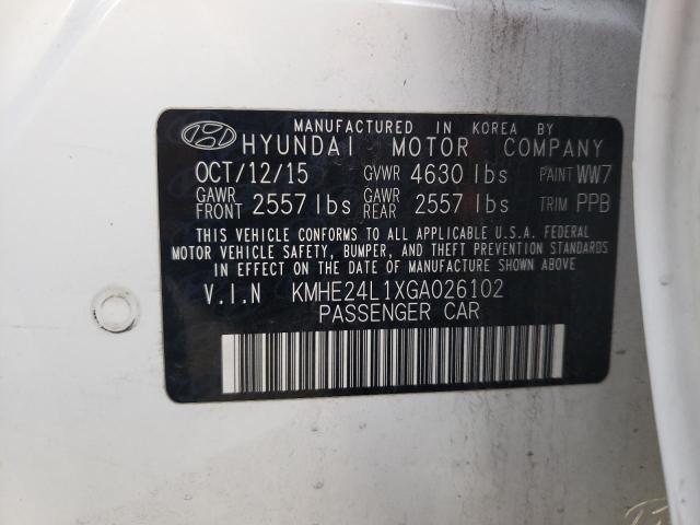 KMHE24L1XGA026102 - 2016 HYUNDAI SONATA HYBRID WHITE photo 12