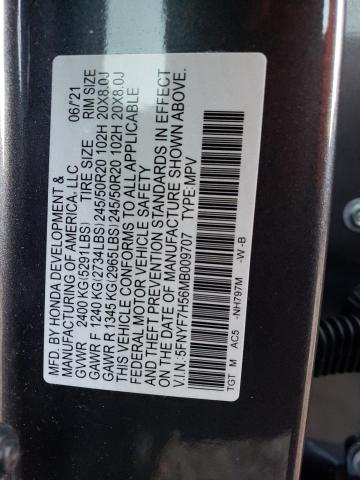 5FNYF7H56MB009707 - 2021 HONDA PASSPORT EXL Boz foto 13