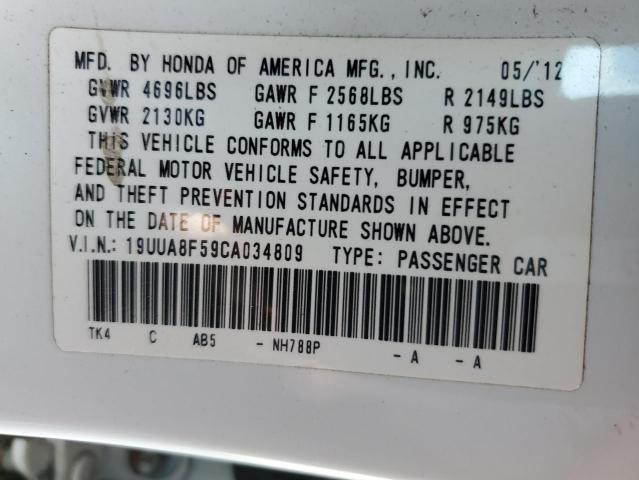 19UUA8F59CA034809 - 2012 ACURA TL WHITE photo 13