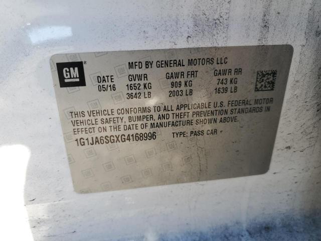 1G1JA6SGXG4168996 - 2016 CHEVROLET SONIC LS 白色 照片 12