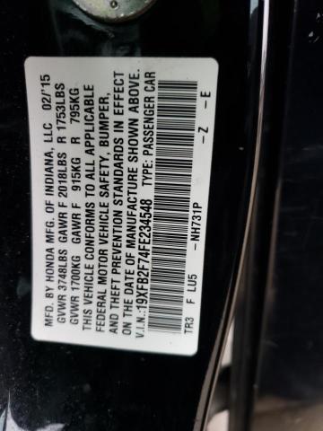 19XFB2F74FE234548 - 2015 HONDA CIVIC SE BLACK photo 12