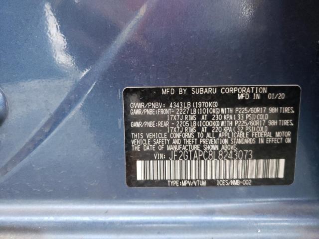 JF2GTAPC8L8243073 - 2020 SUBARU CROSSTREK PREMIUM 蓝色 照片 12