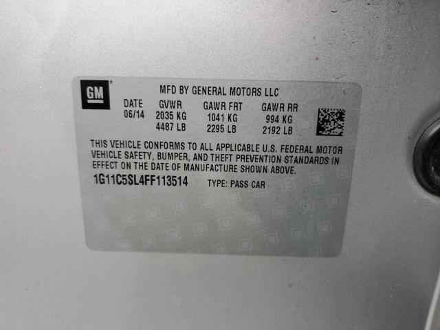 1G11C5SL4FF113514 - 2015 CHEVROLET MALIBU 1LT 银色 照片 12