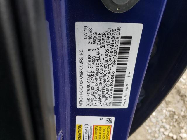 1HGCV1F34KA140136 - 2019 HONDA ACCORD SPORT BLUE photo 13