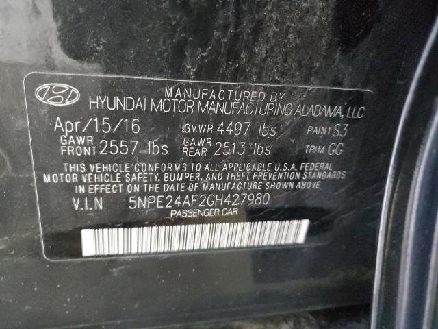 5NPE24AF2GH427980 - 2016 HYUNDAI SONATA SE BLACK photo 12