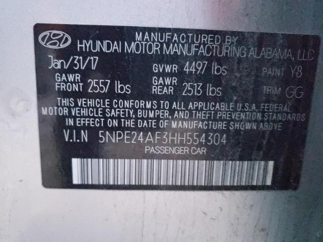 5NPE24AF3HH554304 - 2017 HYUNDAI SONATA SE SILVER photo 12