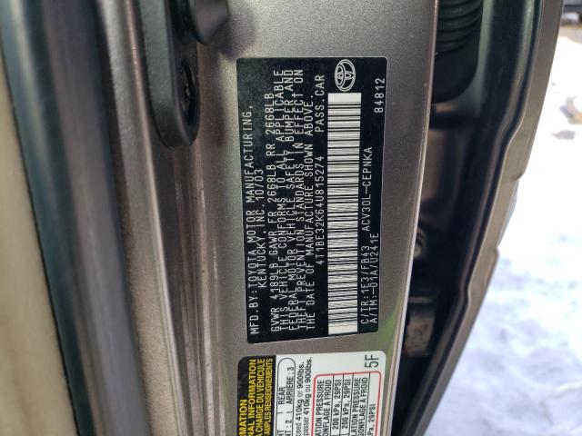 4T1BE32K64U815274 - 2004 TOYOTA CAMRY LE GRAY photo 12