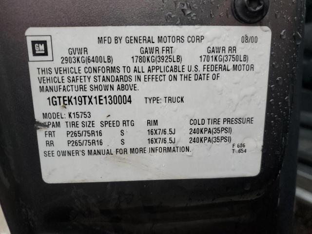 1GTEK19TX1E130004 - 2001 GMC NEW SIERRA K1500 GRAY photo 12