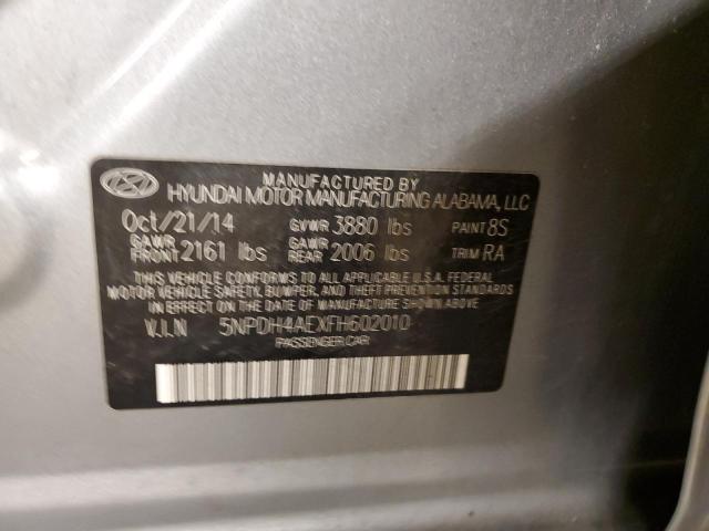 5NPDH4AEXFH602010 - 2015 HYUNDAI ELANTRA SE SILVER photo 12