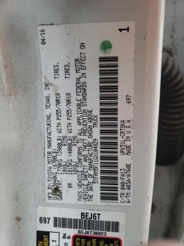 5TFRM5F11GX104829 - 2016 TOYOTA TUNDRA DOUBLE CAB SR/SR5 WHITE photo 12