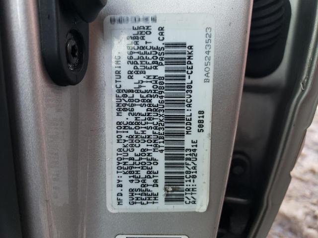 4T1BE32KX3U649808 - 2003 TOYOTA CAMRY LE SILVER photo 12